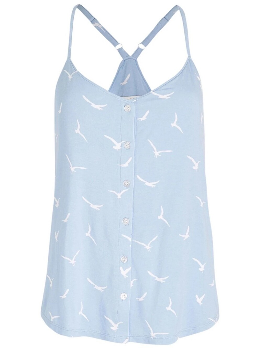 PJ Salvage Blue Mist Bird Print Button-Front Camisole Tank Top New Medium